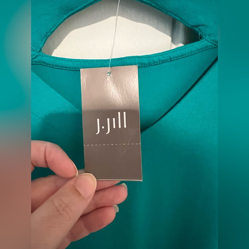 J. Jill Wearever Collection Maxi Dress Stretch Teal Sz Large Petite Flowy NWT! - Picture 3 of 14
